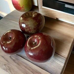 Glazed Pottery Apples Set Of 3 Made In Vietnam Realistic Looking
